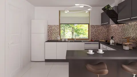 home project Z375 D – interior arrangement, Dom parterowy w tech. drewnianej z trzema sypialniami z garażem 