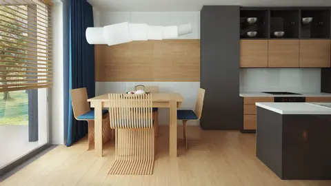 home project Zb25 – interior arrangement, Projekt domu w zabudowie bliźniaczej z dachem dwuspadowym i bocznym garażem
