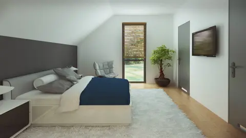 home project Zb25 – interior arrangement, Projekt domu w zabudowie bliźniaczej z dachem dwuspadowym i bocznym garażem