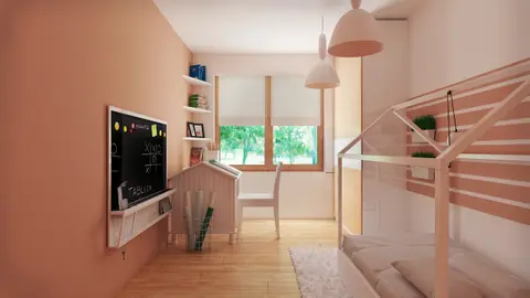 home project Z369 D – interior arrangement, Dom drewniany jednorodzinny z dachem dwuspadowym.