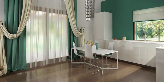 gotowy projekt domu Z139 – aranżacja wnętrz, Parterowy dom z 3 pokojami, dużymi przeszkleniemi i sufitem katedralnym