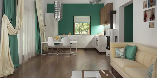 gotowy projekt domu Z139 – aranżacja wnętrz, Parterowy dom z 3 pokojami, dużymi przeszkleniemi i sufitem katedralnym