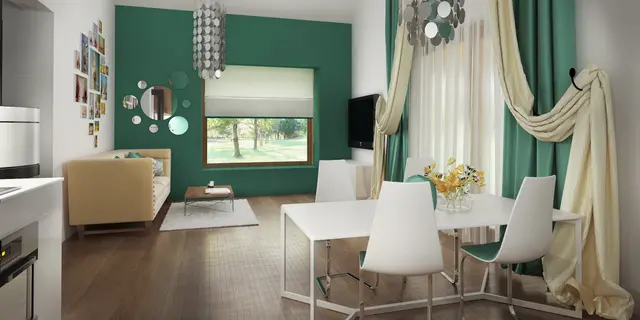 gotowy projekt domu Z139 – aranżacja wnętrz, Parterowy dom z 3 pokojami, dużymi przeszkleniemi i sufitem katedralnym