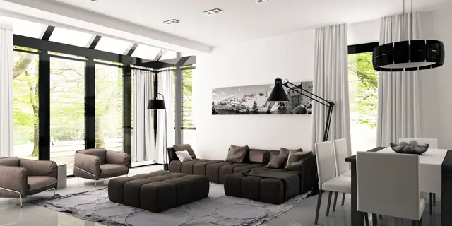 gotowy projekt domu Z148 – aranżacja wnętrz, Ekonomiczny dom z poddaszem, sypialnią na parterze, garażem oraz przydomową oranżerią.