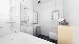 home project Z151 – interior arrangement, Projekt stylowego małego domu parterowego, z fasadowym doświetleniem wnętrza.