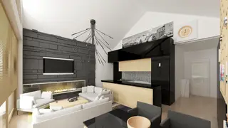 home project Z151 – interior arrangement, Projekt stylowego małego domu parterowego, z fasadowym doświetleniem wnętrza.