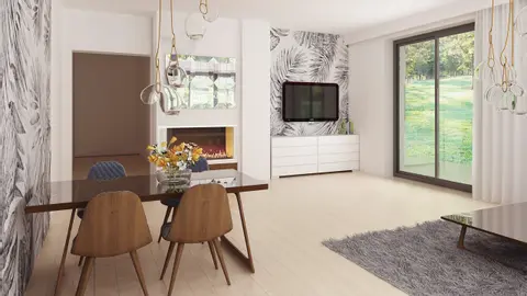 home project Z415 – interior arrangement, Dom z dachem czterospadowym, funkcjonalne wnętrze z dużym, jasnym salonem.