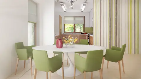 home project Z321 D – interior arrangement, Klasyczny dom parterowy z dachem kopertowym, 4 pokojami oraz dużym salonem.
