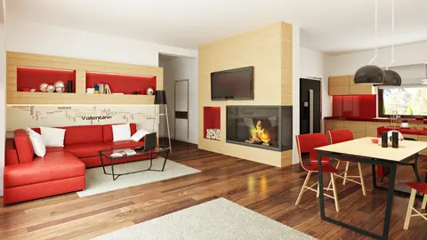 home project Z176 – interior arrangement, Funkcjonalny dom parterowy z 3 sypialniami i dachem kopertowym.