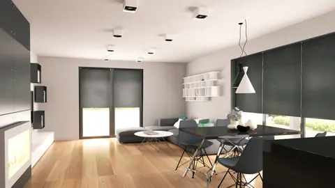 home project Z208 – interior arrangement, Rozłożysty, parterowy dom o współczesnej minimalistycznej bryle z prostym dachem.