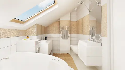 home project Z210 – interior arrangement, Przytulny dom z dodatkowym pokojem na parterze i wygodnymi schodami na poddasze.