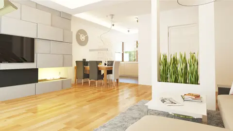 home project Z210 – interior arrangement, Przytulny dom z dodatkowym pokojem na parterze i wygodnymi schodami na poddasze.