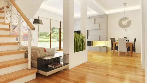 home project Z210 – interior arrangement, Przytulny dom z dodatkowym pokojem na parterze i wygodnymi schodami na poddasze.