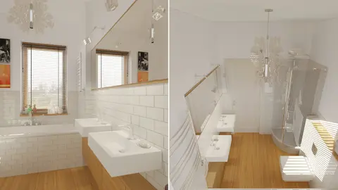 home project Z19 – interior arrangement, Parterowy dom z podwójnym garażem od frontu, kopertowym dachem i podcieniem.