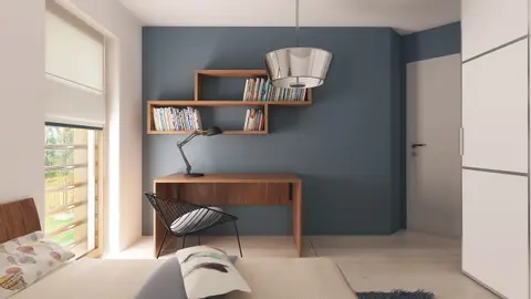 home project Z217 – interior arrangement, Mały dom z garażem i dużym przeszkleniem od strony tarasu z dachem dwuspadowym.