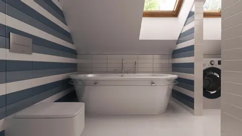 home project Z217 – interior arrangement, Mały dom z garażem i dużym przeszkleniem od strony tarasu z dachem dwuspadowym.