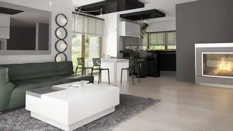 home project Z245 – interior arrangement, Dom z poddaszem o współczesnym charakterze do 110m2