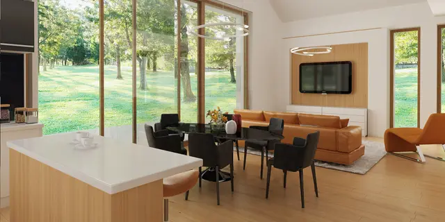 gotowy projekt domu Z386 – aranżacja wnętrz, Podłużna bryła z nowoczesnymi elementami oraz niewielkim poddaszem.