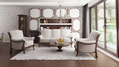 home project Z23 – interior arrangement, Tani i prosty w budowie dom parterowy o dworkowym charakterze