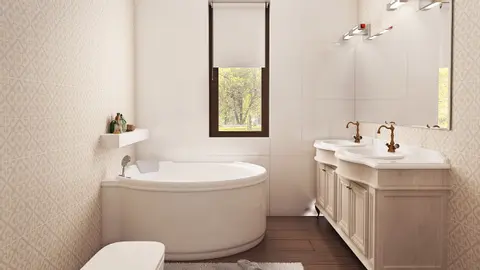 home project Z23 – interior arrangement, Tani i prosty w budowie dom parterowy o dworkowym charakterze