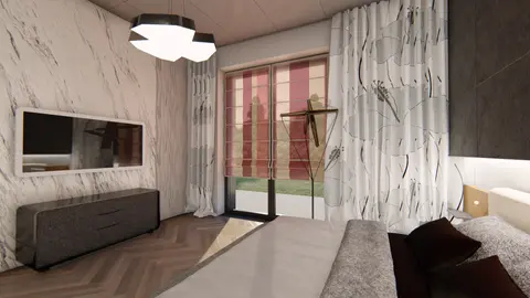 gotowy projekt domu Z387 – aranżacja wnętrz, Parterowy dom o powierzchni ok 130m2 z 4 sypialniami, garażem i dachem 2spadowym