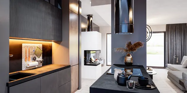 gotowy projekt domu Zx17 – aranżacja wnętrz, Funkcjonalny dom parterowy z dachem dwuspadowym o nowoczesnym wyglądzie. 