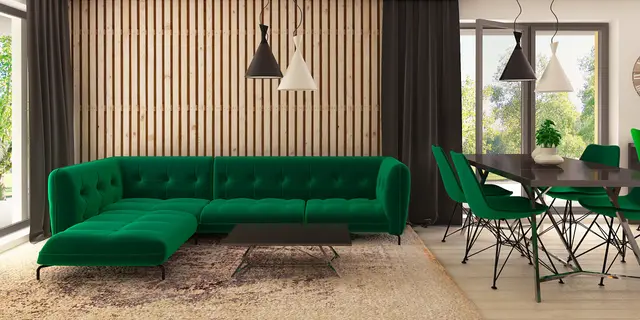 home project Z388 – interior arrangement, Dwa osobne budynki, z dachem dwuspadowym połączone szklanym łącznikiem.