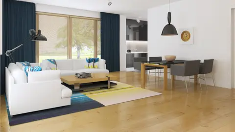 home project Zx35 GL2 HB – interior arrangement, z garażem dwustanowiskowym w technologii H-Block firmy Solcraft
