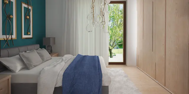 gotowy projekt domu Z451 D – aranżacja wnętrz, Prosty, mały dom o powierzchni ok 50m2 z dachem 2-spadowym, 2 pokojami i salonem