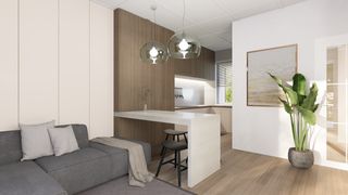 gotowy projekt domu Z451 – aranżacja wnętrz, Prosty, mały dom o powierzchni 51 m2 z dachem 2-spadowym, 2 pokojami i salonem