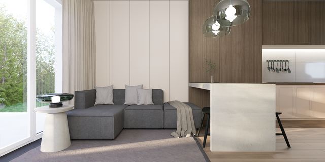 gotowy projekt domu Z451 – aranżacja wnętrz, Prosty, mały dom o powierzchni 51 m2 z dachem 2-spadowym, 2 pokojami i salonem