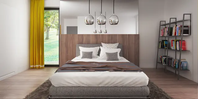 gotowy projekt domu Z459 – aranżacja wnętrz, Dom o powierzchni 126 m2 z dachem dwuspadowym, 4 pokojami oraz dużym salonem