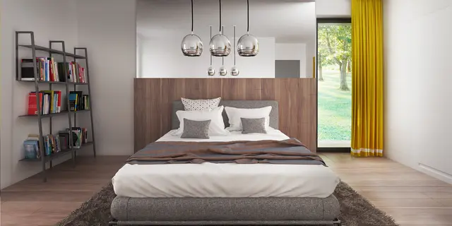 gotowy projekt domu Z459 – aranżacja wnętrz, Dom o powierzchni 126 m2 z dachem dwuspadowym, 4 pokojami oraz dużym salonem