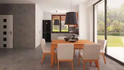 gotowy projekt domu Z460 – aranżacja wnętrz, Dom parterowy o powierzchni 130m2 z dachem 2-spadowym, 4 pokojami oraz salonem.
