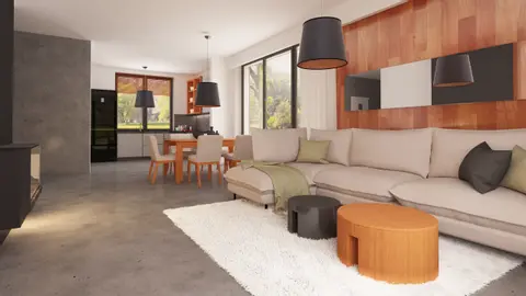 gotowy projekt domu Z460 – aranżacja wnętrz, Dom parterowy o powierzchni 130m2 z dachem 2-spadowym, 4 pokojami oraz salonem.