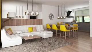 home project Z459 D – interior arrangement, Dom o powierzchni 126 m2 z dachem dwuspadowym, 4 pokojami oraz dużym salonem
