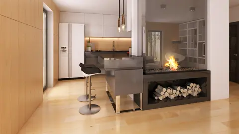 home project Zx60 – interior arrangement, Oryginalny design, podłużny rzut z bocznym wejściem, taras nad garażem.
