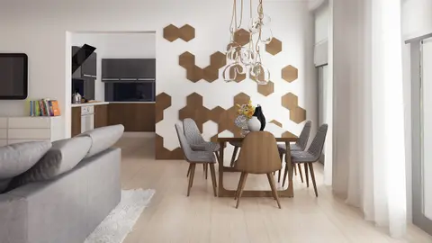 home project Zx104 – interior arrangement, Parterowy dom w stylu nowoczesnym z garażem, jasnym salonem i 3 pokojami