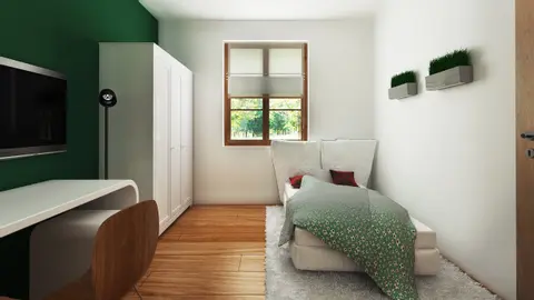 gotowy projekt domu Z30 – aranżacja wnętrz, Dom z zadaszoną werandą i balkonem w wersji murowanej