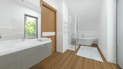 gotowy projekt domu Z470 – aranżacja wnętrz, Projekt prostego domu o powierzchni 100m2 z oranżerią.