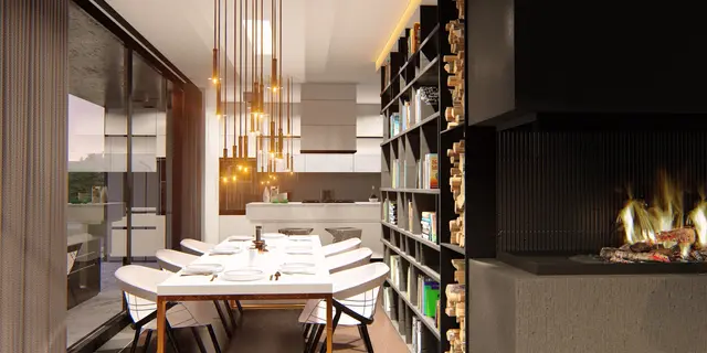 gotowy projekt domu Zx88 – aranżacja wnętrz, Nowoczesny dom parterowy z płaskim dachem i garażem dwustanowiskowym.