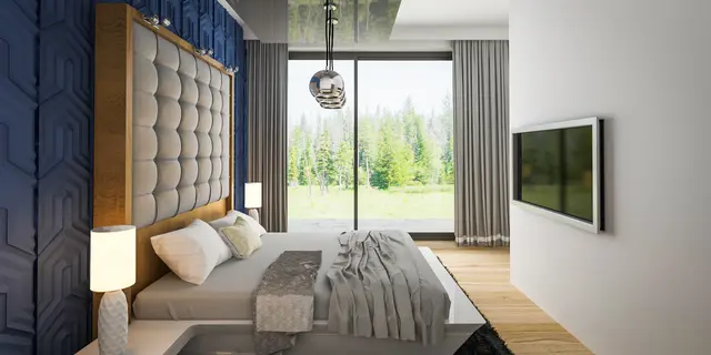 gotowy projekt domu Zx87 – aranżacja wnętrz, Nowoczesny parterowy dom z dużymi przeszkleniami i wiatą na 2 samochody.