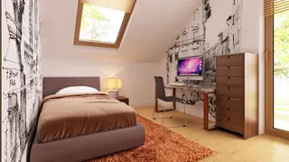 gotowy projekt domu Z1 D bl – aranżacja wnętrz, Projekt w technologii drewnianej, bez lukarny
