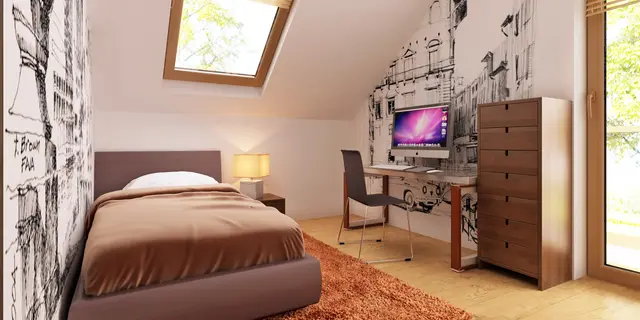 gotowy projekt domu Z1 GL s2 – aranżacja wnętrz, garaz po lewej z dachem dwuspadowym