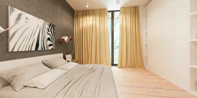 gotowy projekt domu Z475 – aranżacja wnętrz, Parterowy dom z dachem 2-spadowym, 3 sypialniami oraz dużym zadaszonym tarasem.