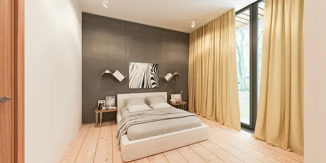 gotowy projekt domu Z475 – aranżacja wnętrz, Parterowy dom z dachem 2-spadowym, 3 sypialniami oraz dużym zadaszonym tarasem.