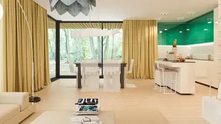 home project Z475 – interior arrangement, Parterowy dom z dachem 2-spadowym, 3 sypialniami oraz dużym zadaszonym tarasem.