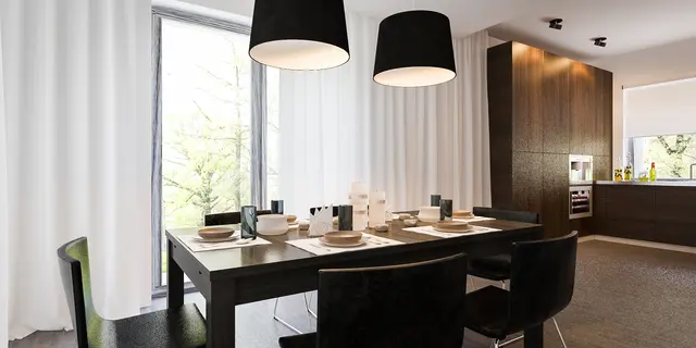 gotowy projekt domu Z423 – aranżacja wnętrz, Parterowy dom z garażem 2-stanowiskowym i 3 sypialniami.