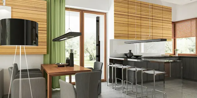 gotowy projekt domu Z426 – aranżacja wnętrz, Dom piętrowy z dachem wielospadowym, garaż na 2 auta, duży salon