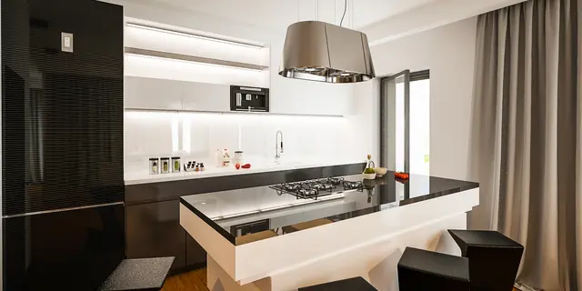 gotowy projekt domu Z425 – aranżacja wnętrz, Dom parterowy, z garażem 2stanowiskowym kuchnia od ogrodu i bocznym salonem.